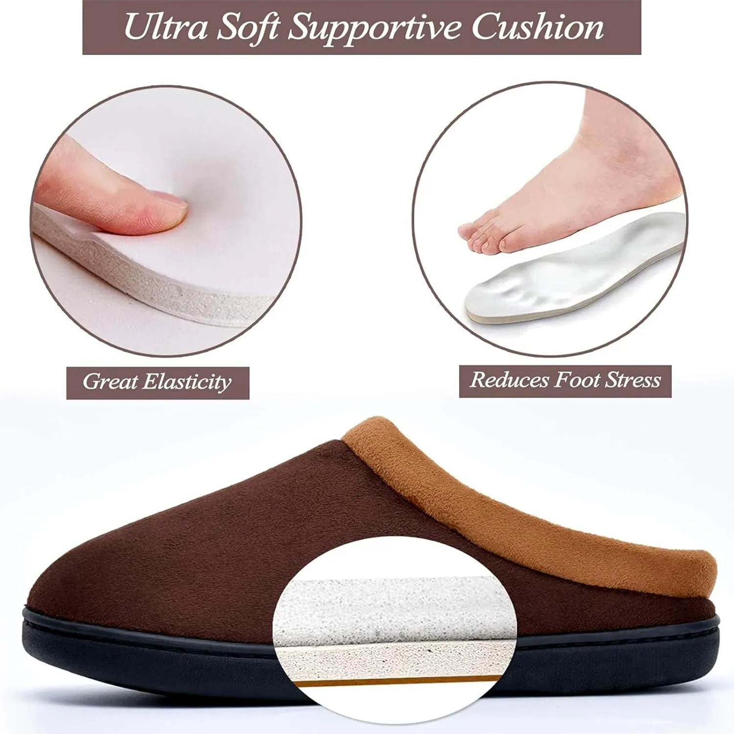 LORDFON Memory Foam Mens Slippers Slip-On Comfy House Slippers for Men Indoor Outdoor Non-Slip Warm Winter Men’s Bedroom Slippers Size