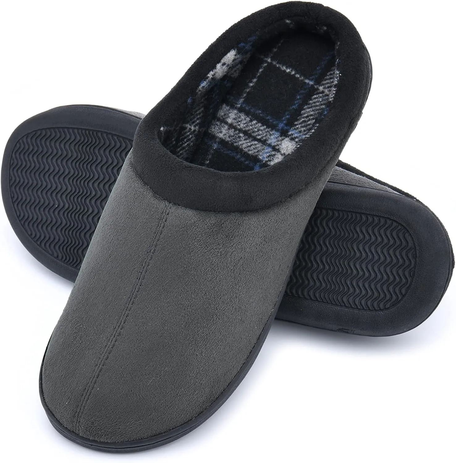 LORDFON Memory Foam Mens Slippers Slip-On Comfy House Slippers for Men Indoor Outdoor Non-Slip Warm Winter Men’s Bedroom Slippers Size