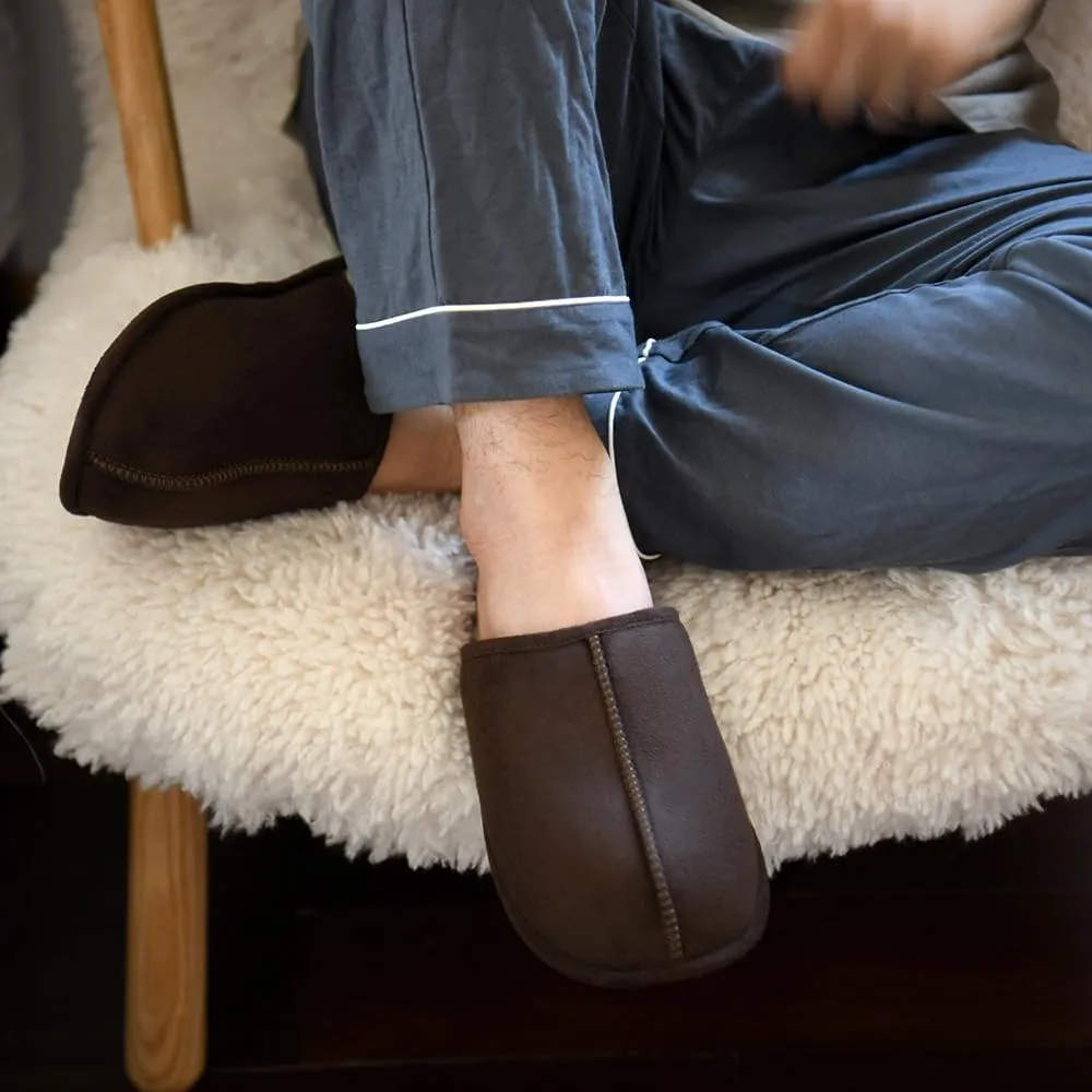 LORDFON Mens-Memory-Foam-Slip-On-House-Slippers Closed Toe Scuff Indoor Home Slipper for Men Comfy Cozy Soft Non-Slip Bedroom Slippers Houseshoes