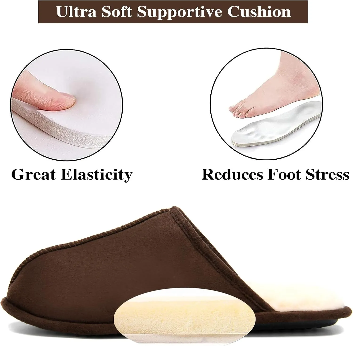 LORDFON Mens-Memory-Foam-Slip-On-House-Slippers Closed Toe Scuff Indoor Home Slipper for Men Comfy Cozy Soft Non-Slip Bedroom Slippers Houseshoes