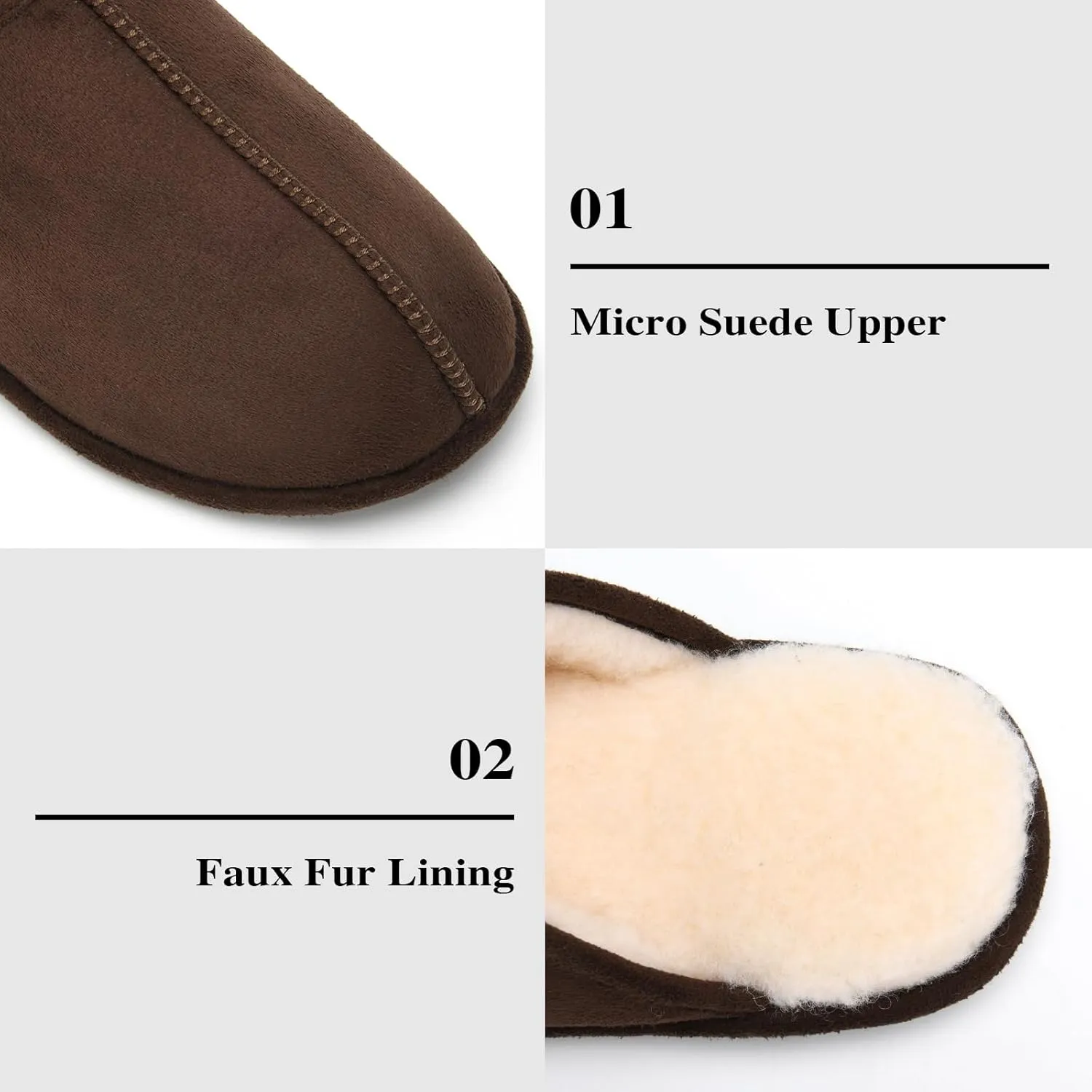 LORDFON Mens-Memory-Foam-Slip-On-House-Slippers Closed Toe Scuff Indoor Home Slipper for Men Comfy Cozy Soft Non-Slip Bedroom Slippers Houseshoes