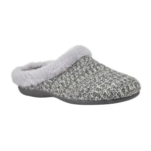 Lotus Ladies Ada Grey Faux Fur Textured Knit Slip On Mule Slippers