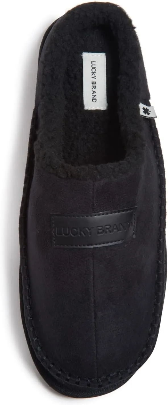 Lucky Brand Men's Memory Foam Slip On Clog Slippers, Indoor Outdoor Mens House Shoes, Warm Bedroom Clogs Slipper for Men