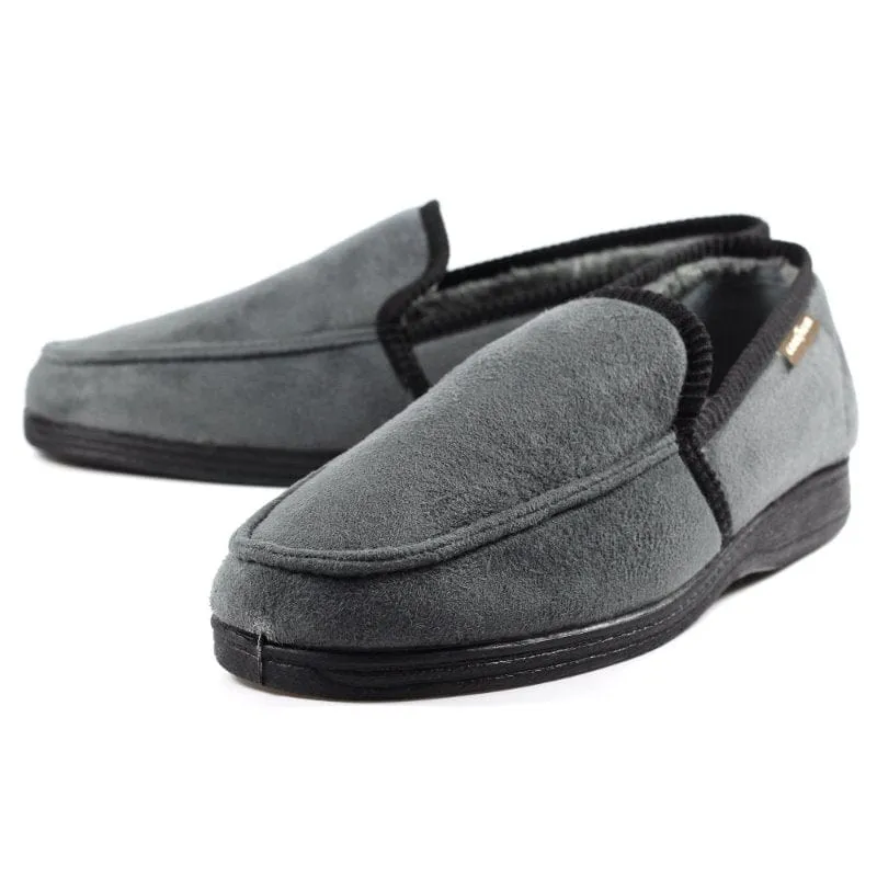 Lunar Mens Slipper With Goodyear Rubber Sole In Grey - Eden