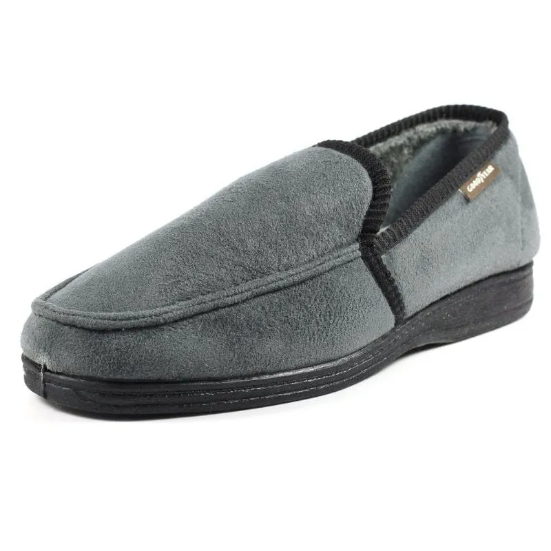 Lunar Mens Slipper With Goodyear Rubber Sole In Grey - Eden