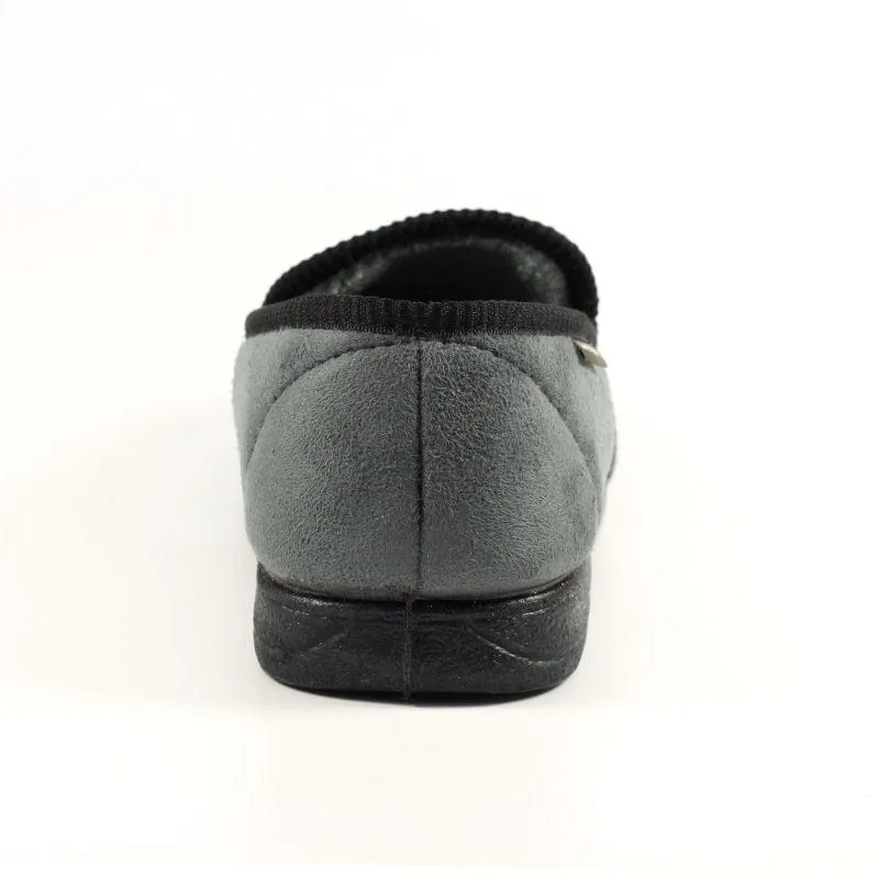 Lunar Mens Slipper With Goodyear Rubber Sole In Grey - Eden