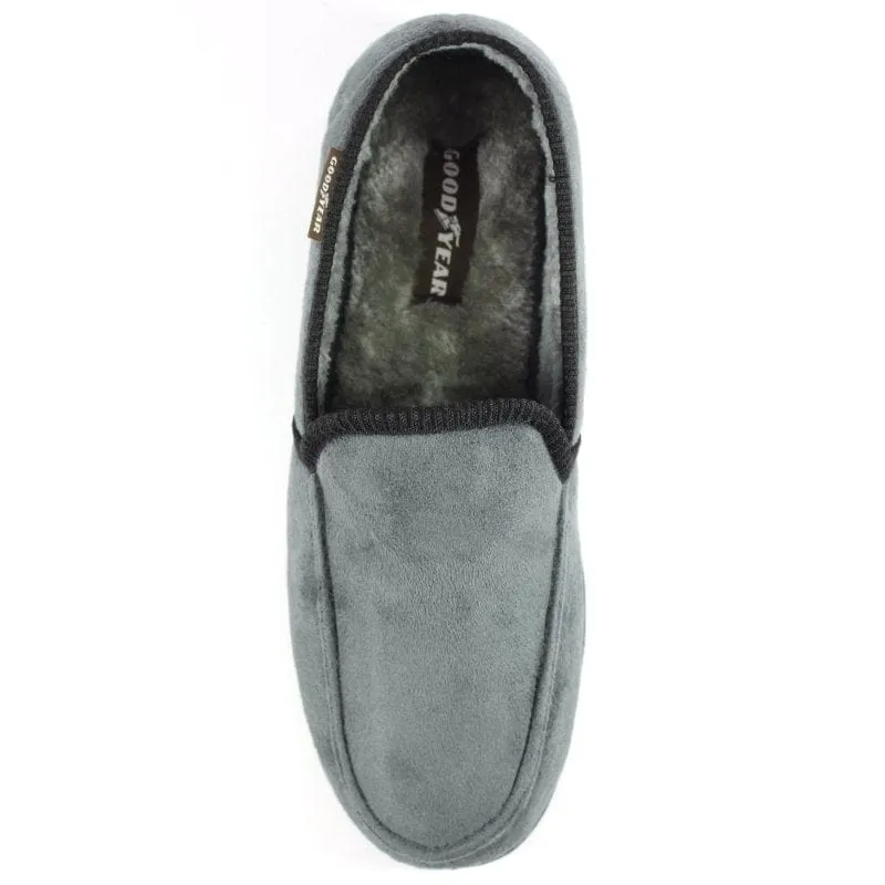 Lunar Mens Slipper With Goodyear Rubber Sole In Grey - Eden