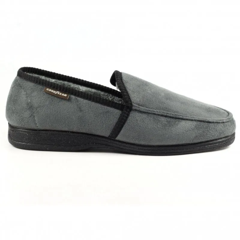 Lunar Mens Slipper With Goodyear Rubber Sole In Grey - Eden