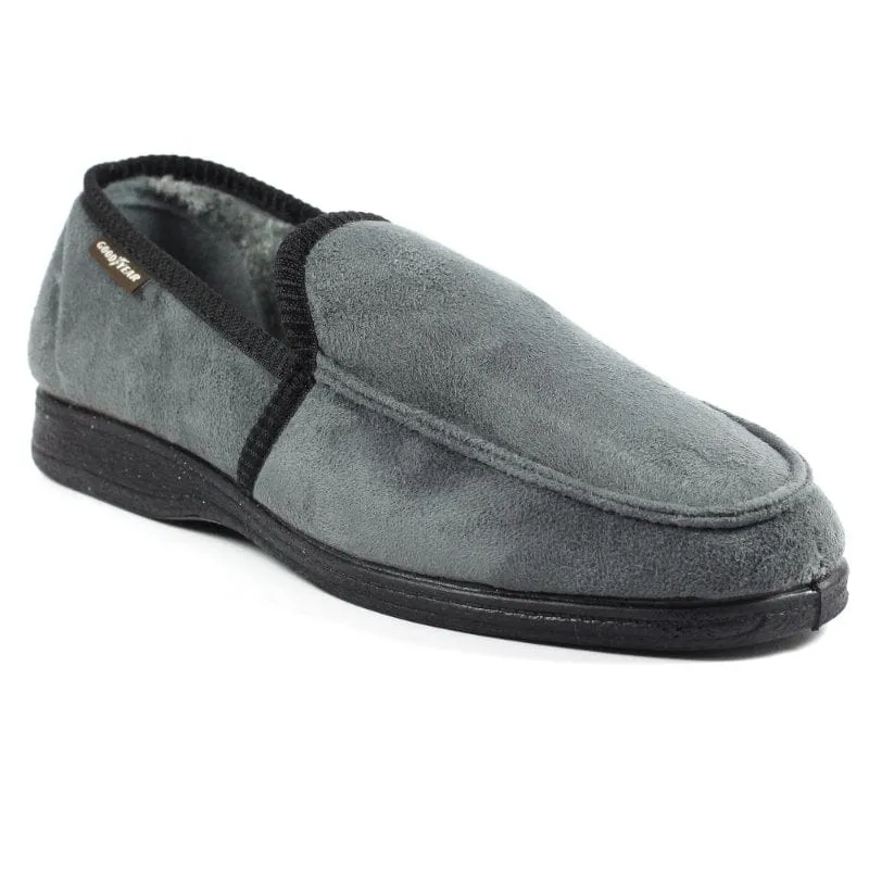Lunar Mens Slipper With Goodyear Rubber Sole In Grey - Eden