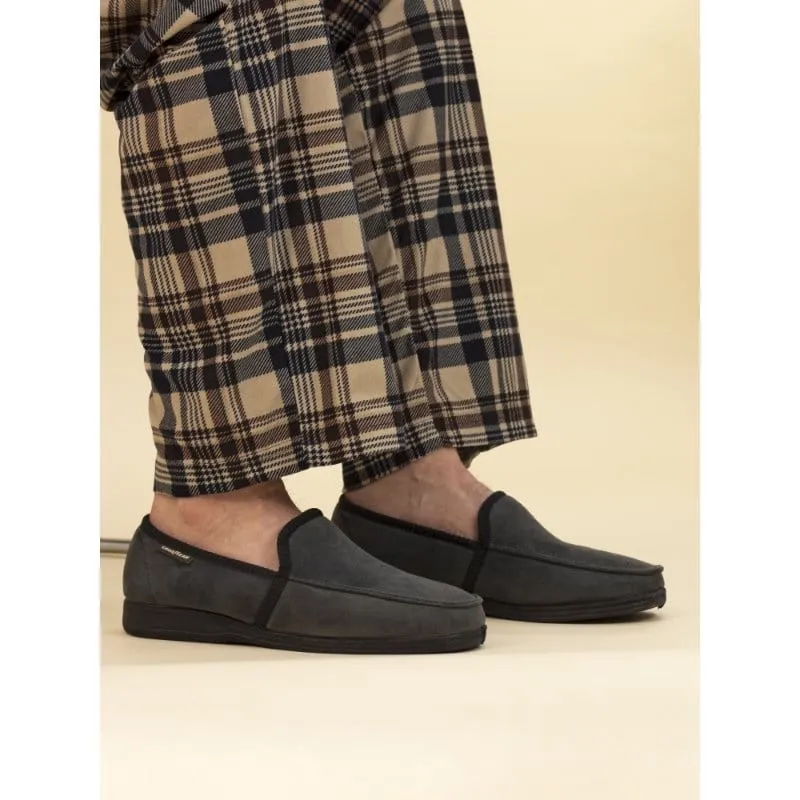 Lunar Mens Slipper With Goodyear Rubber Sole In Grey - Eden
