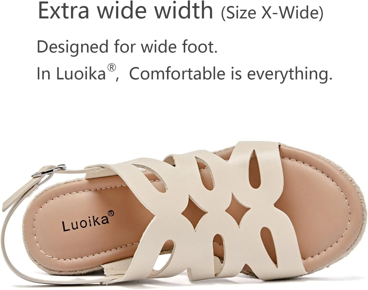 Luoika Women's Wide Width Wedge Sandals, Platform Espadrille Wedge Pump Heel Ankle Strap Open Toe Women's Sandals Concise Casual Summer Shoes.