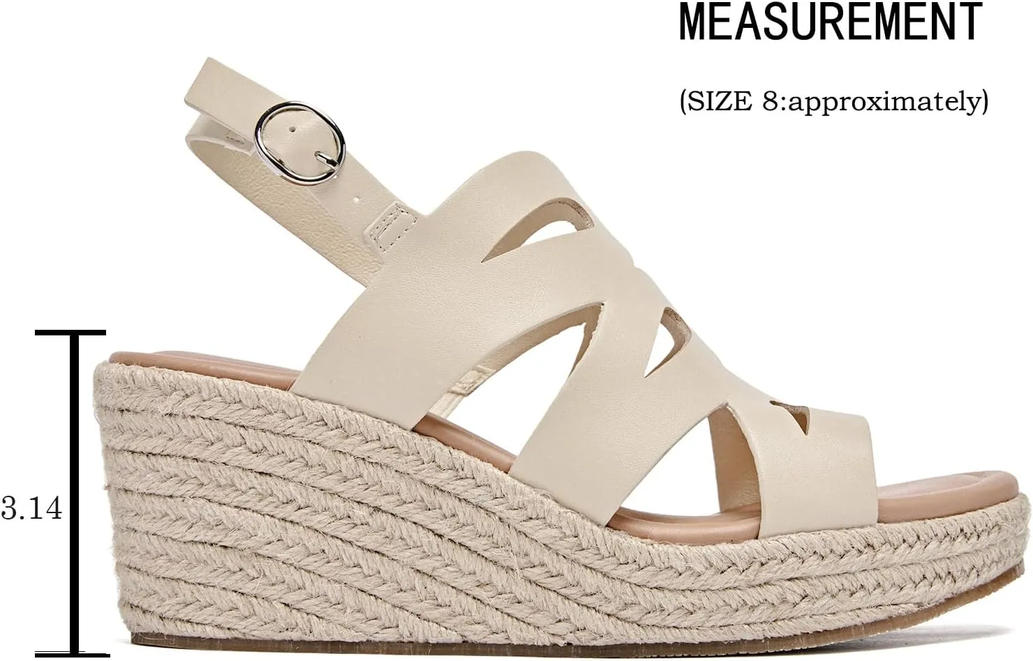 Luoika Women's Wide Width Wedge Sandals, Platform Espadrille Wedge Pump Heel Ankle Strap Open Toe Women's Sandals Concise Casual Summer Shoes.