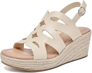 Luoika Women's Wide Width Wedge Sandals, Platform Espadrille Wedge Pump Heel Ankle Strap Open Toe Women's Sandals Concise Casual Summer Shoes.