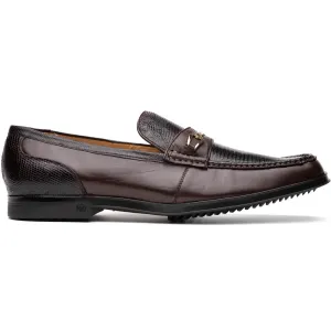 Marco Di Milano Brown Hugo Lizard & Calfskin Bit Loafers