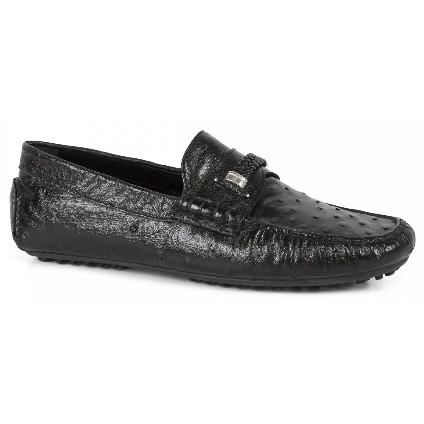 Mauri 3101/7 Black Genuine Ostrich Loafer Shoes