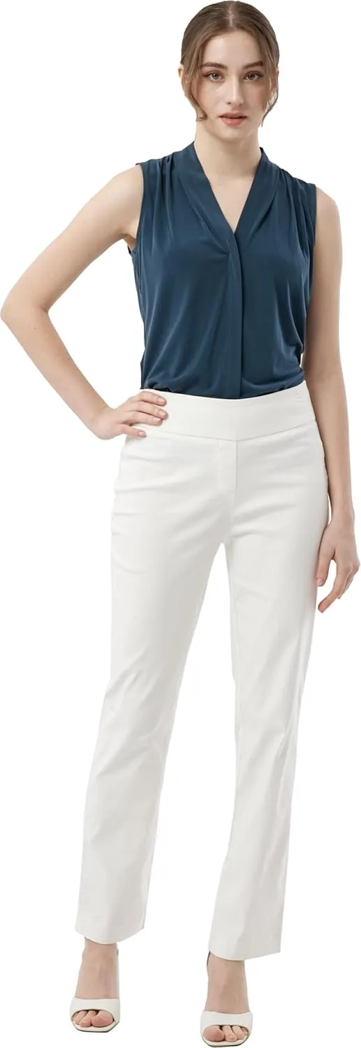 May You Be Women’s Super Stretch Straight Fit Comfy Pull-On Business Casual Pants