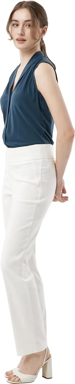 May You Be Women’s Super Stretch Straight Fit Comfy Pull-On Business Casual Pants