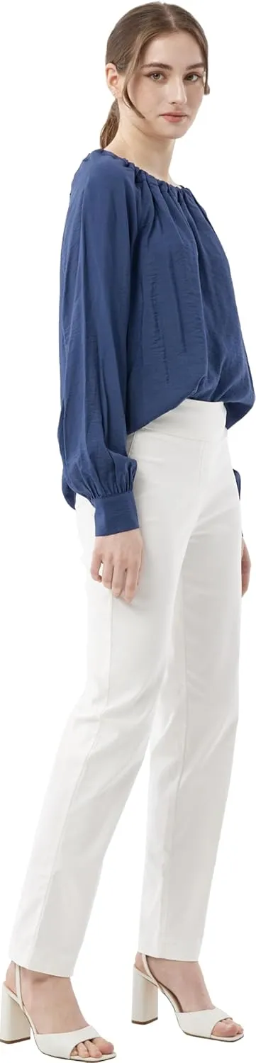 May You Be Women’s Super Stretch Straight Fit Comfy Pull-On Business Casual Pants