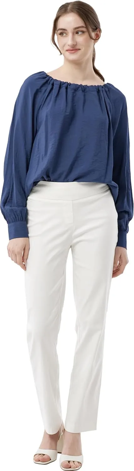 May You Be Women’s Super Stretch Straight Fit Comfy Pull-On Business Casual Pants