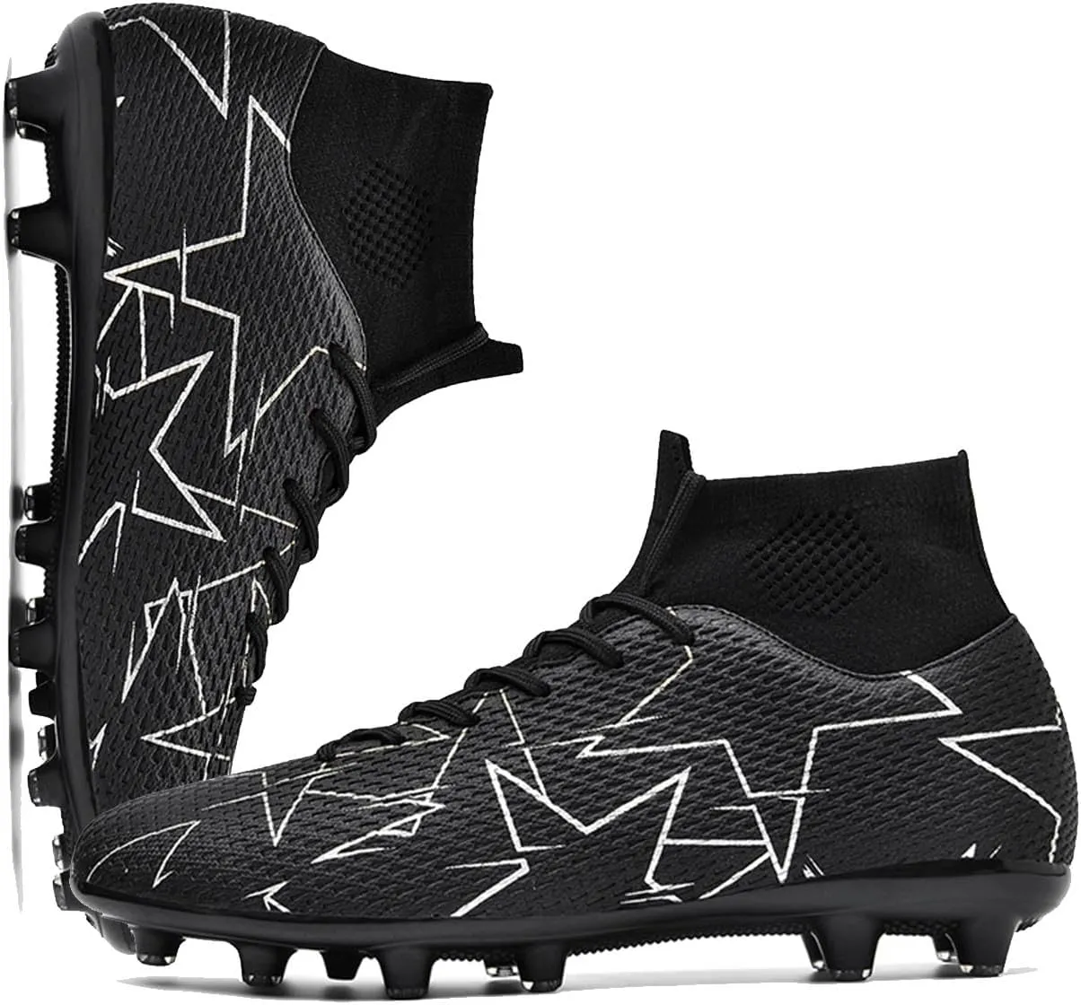 MEBAMY Men's Soccer Shoes Cleats Professional High-Top Breathable Athletic Football Boots Outdoor/Indoor Professional Futsal Football Training Sneakers