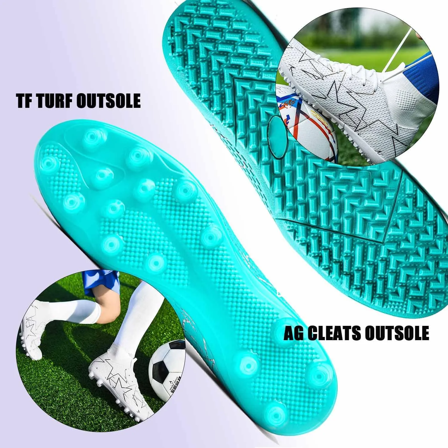 MEBAMY Men's Soccer Shoes Cleats Professional High-Top Breathable Athletic Football Boots Outdoor/Indoor Professional Futsal Football Training Sneakers