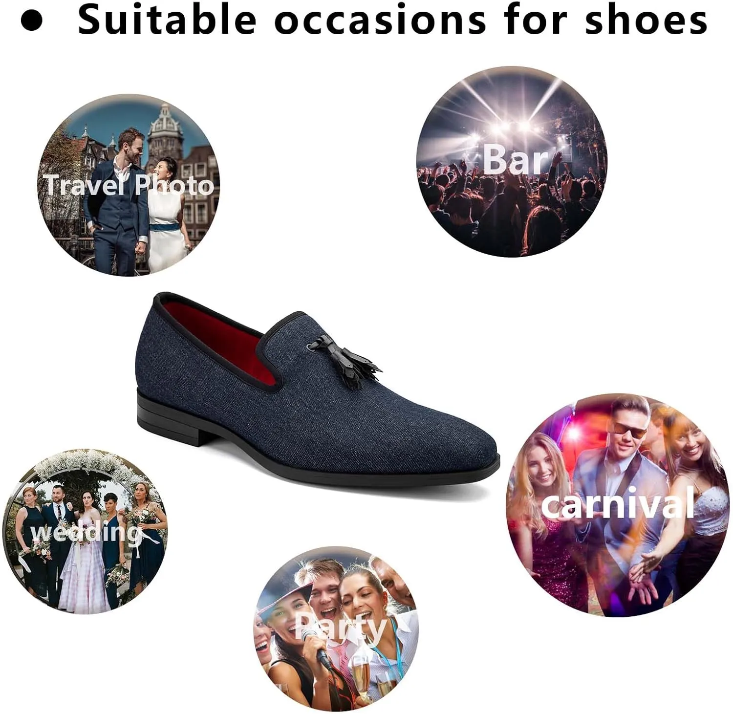 Meijiana Men's Loafers Lightweight Slip-On Moccasins Stylish Dress Shoes Breathable Tassels Loafers