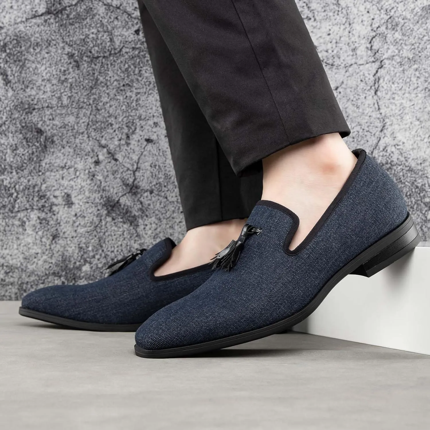 Meijiana Men's Loafers Lightweight Slip-On Moccasins Stylish Dress Shoes Breathable Tassels Loafers