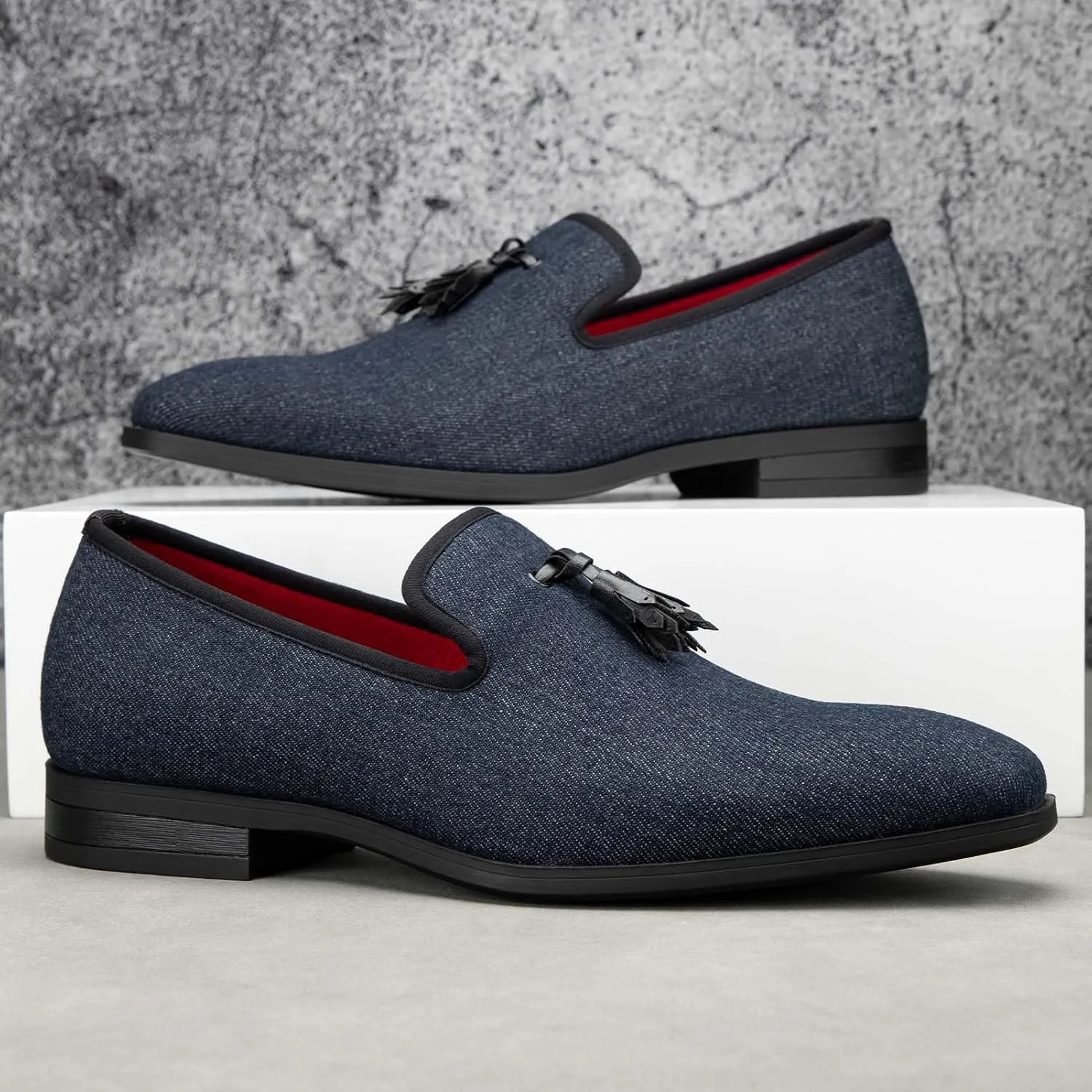 Meijiana Men's Loafers Lightweight Slip-On Moccasins Stylish Dress Shoes Breathable Tassels Loafers
