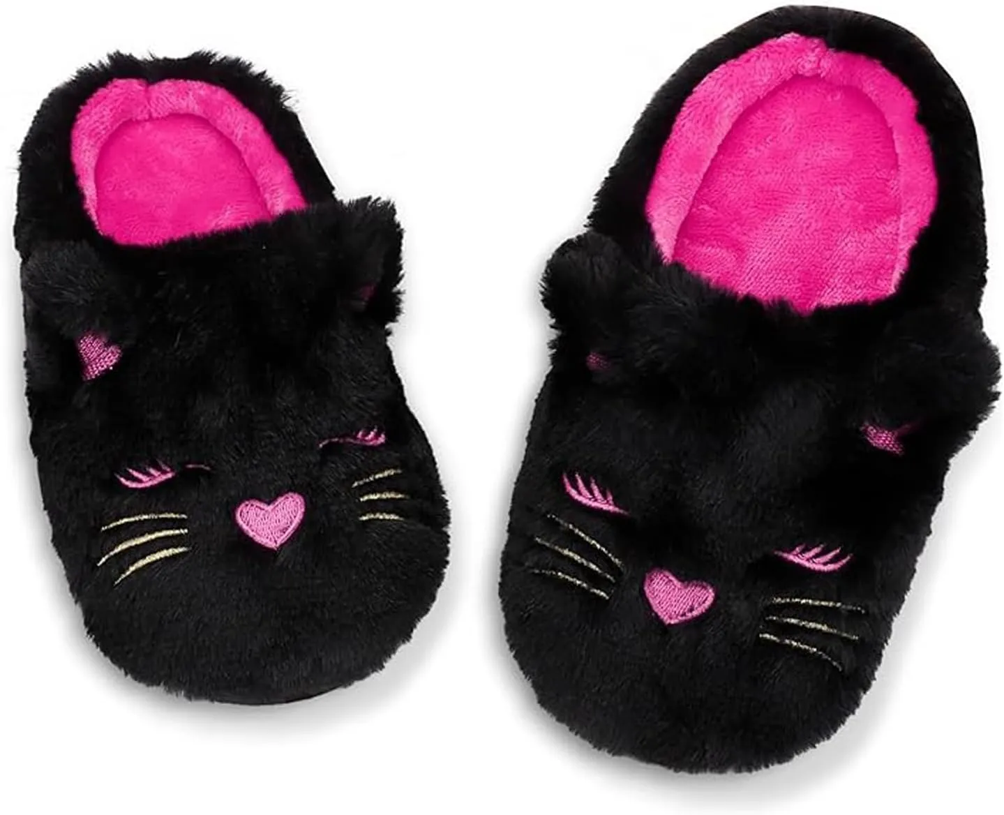 MEJORMEN Girls Cute Cat Slippers for Toddler Kids Fuzzy Slip-on Bedroom Shoes Warm Memory Foam Indoor House Slippers