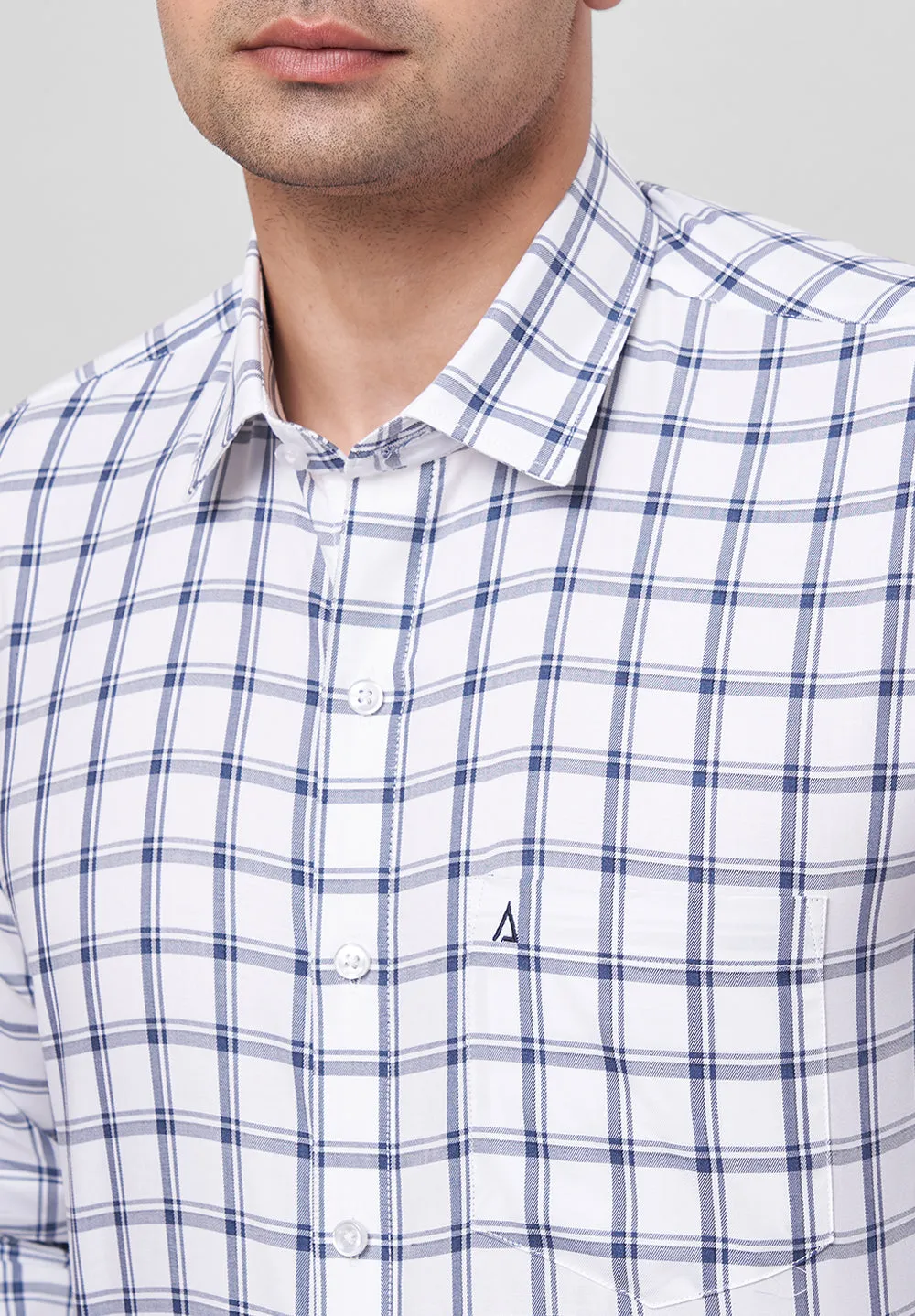 Men Blue Slim Fit Full Sleeves Formal Shirt