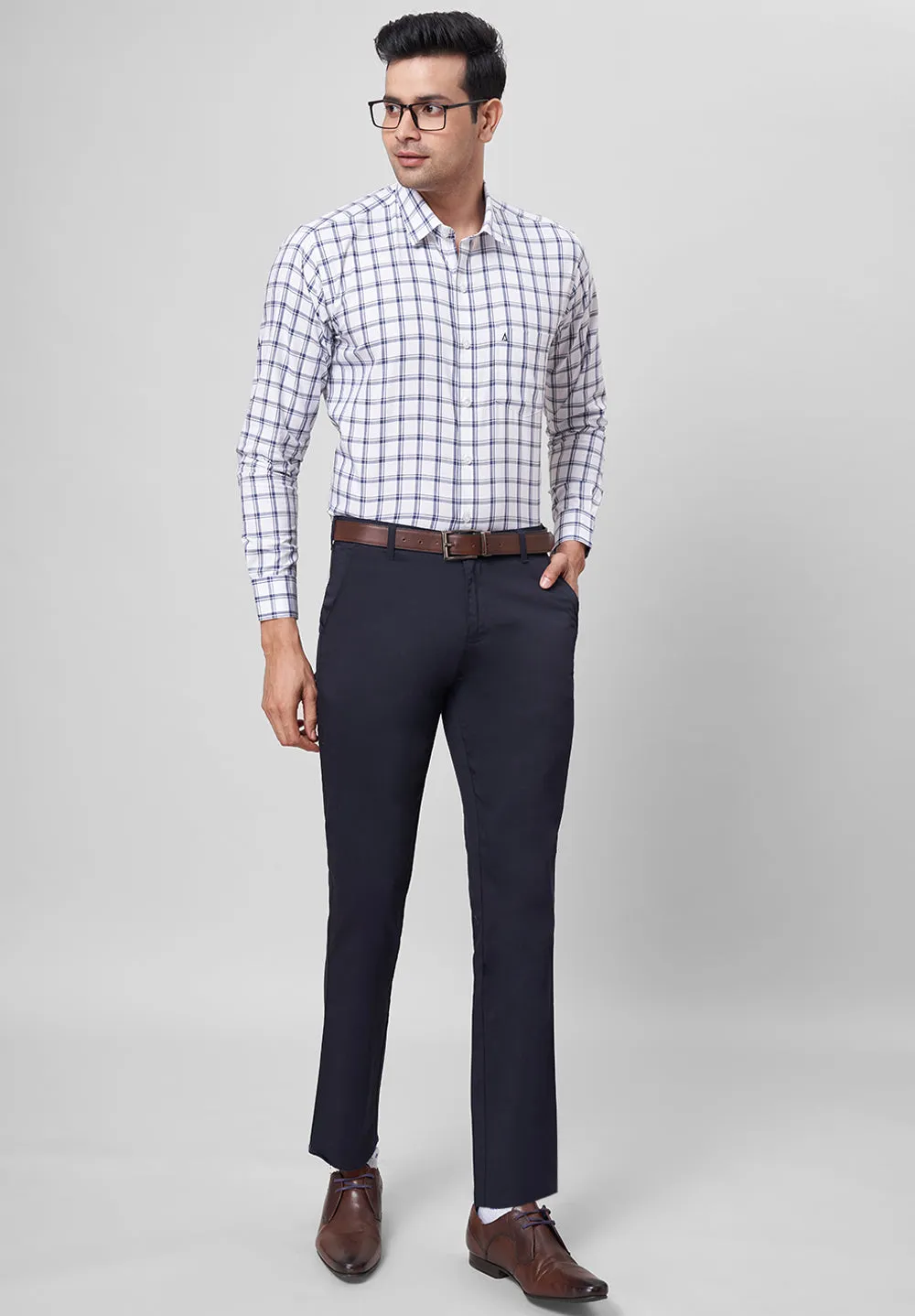 Men Blue Slim Fit Full Sleeves Formal Shirt