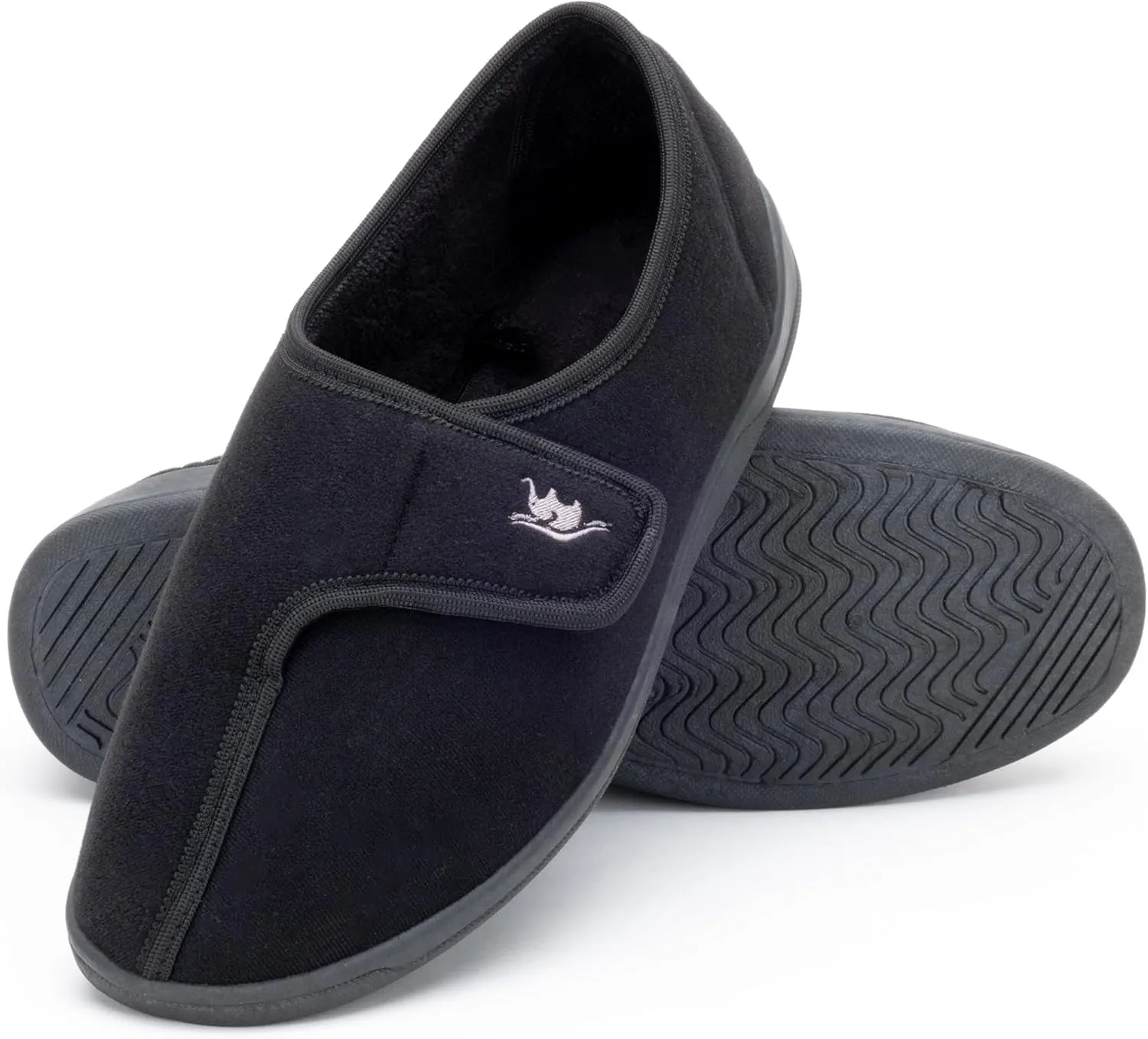 Men's Adjustable Wrap 80-D Memory Foam Comfy Diabetic Slippers for Swollen Feet, Edema, Arthritis, Elderly Indoor/Outdoor w/Anti Slip Sole