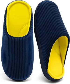 Men's Bedroom House Slippers, Comfy Two-Tone Clog Home Shoes for Men Indoor Outdoor Non-slip Sole, Cozy Mens Half Scuff Closed Toe for Winter