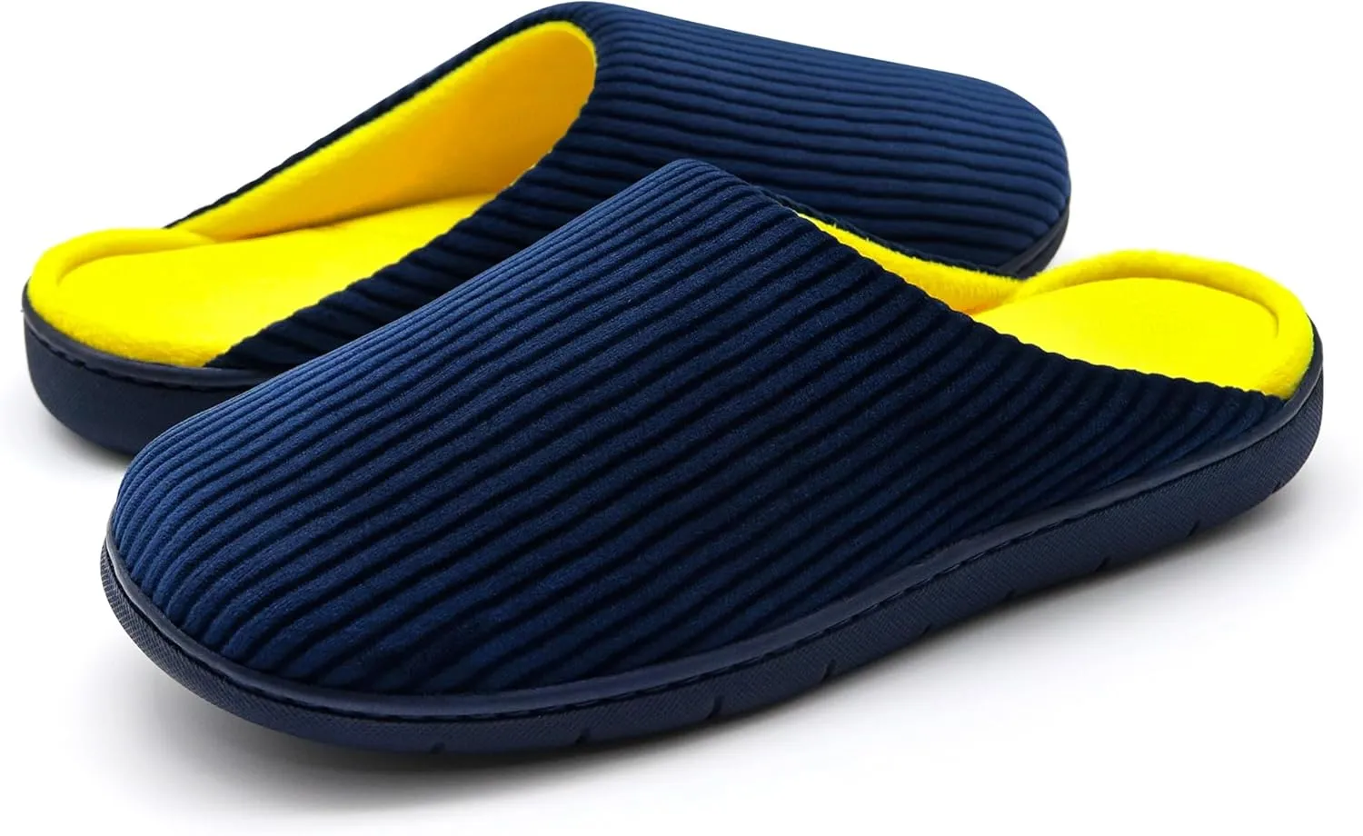 Men's Bedroom House Slippers, Comfy Two-Tone Clog Home Shoes for Men Indoor Outdoor Non-slip Sole, Cozy Mens Half Scuff Closed Toe for Winter