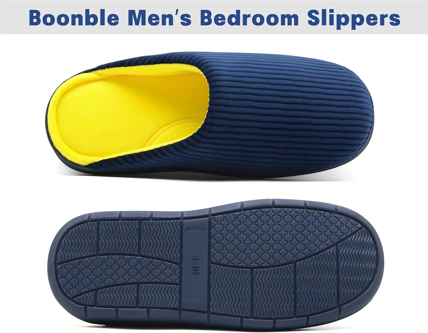 Men's Bedroom House Slippers, Comfy Two-Tone Clog Home Shoes for Men Indoor Outdoor Non-slip Sole, Cozy Mens Half Scuff Closed Toe for Winter