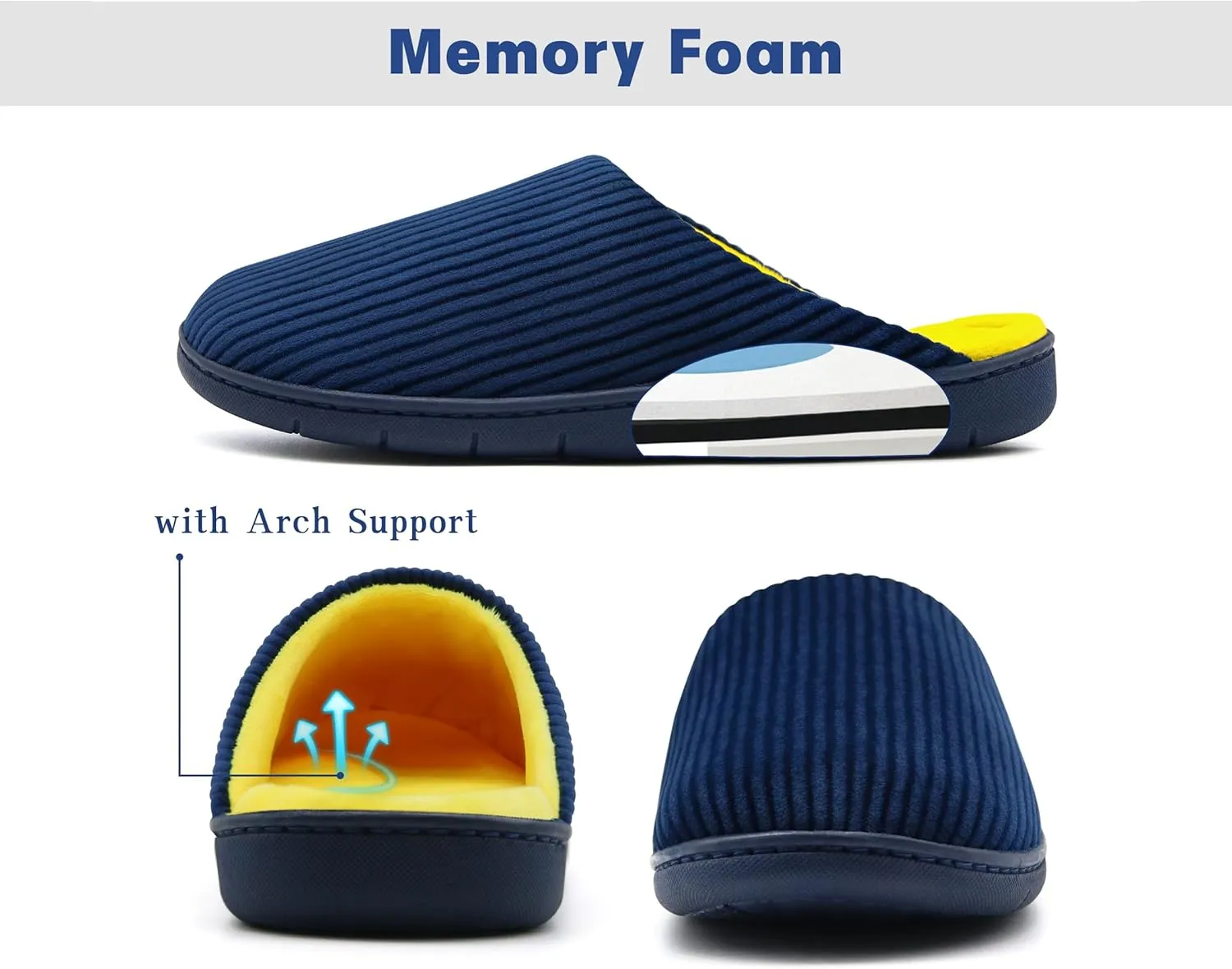 Men's Bedroom House Slippers, Comfy Two-Tone Clog Home Shoes for Men Indoor Outdoor Non-slip Sole, Cozy Mens Half Scuff Closed Toe for Winter