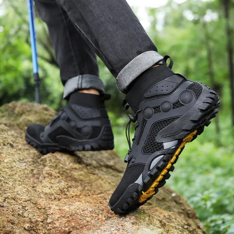 Mens High Top Water Shoes Breathable Hiking Shoes Quick Drying Sports Aqua Barefoot Shoes Non Slip Walking Fishing Shoes