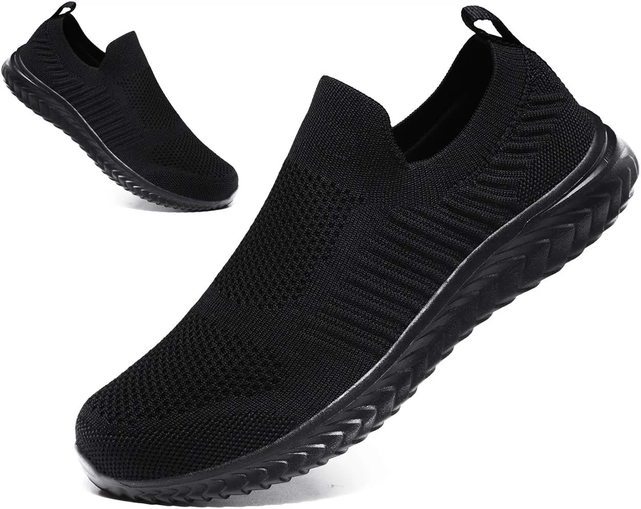 Mens Laceless Slip - on Mesh Knit Sneakers for Casual Athletic Walking & Running - Lightweight, Comfortable, Breathable