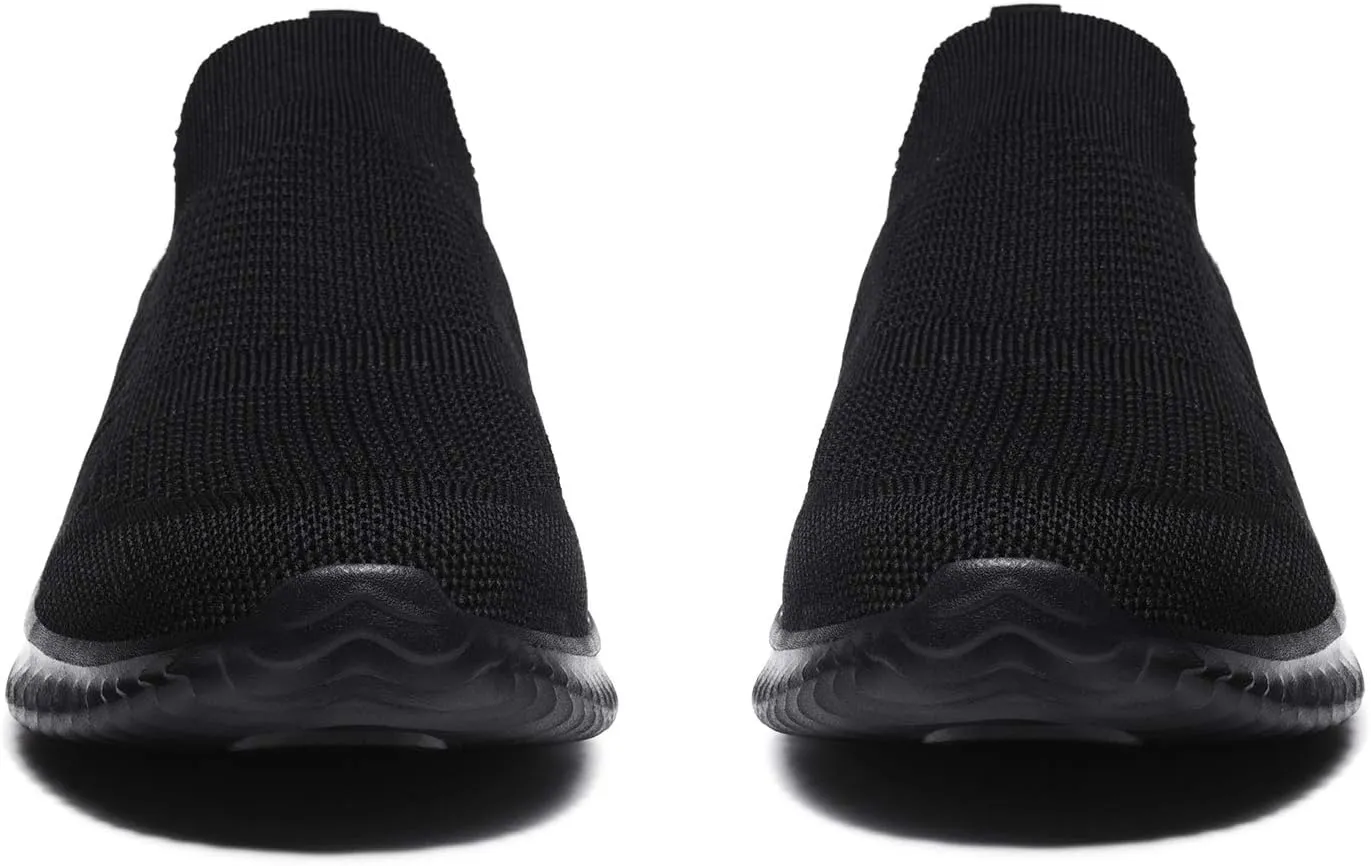Mens Laceless Slip - on Mesh Knit Sneakers for Casual Athletic Walking & Running - Lightweight, Comfortable, Breathable