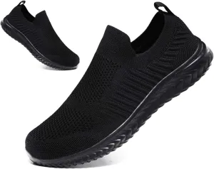 Mens Laceless Slip - on Mesh Knit Sneakers for Casual Athletic Walking & Running - Lightweight, Comfortable, Breathable