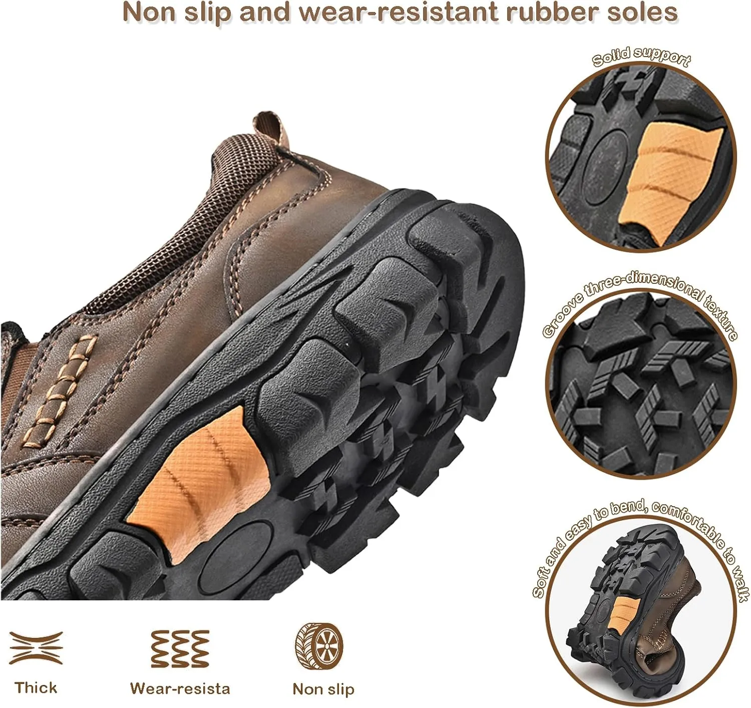 Men's Lightweight Leather Slip on Casual Loafers Breathable Non Slip Driving Walking Shoes Moccasins Business for Wedding Outdoor Hiking
