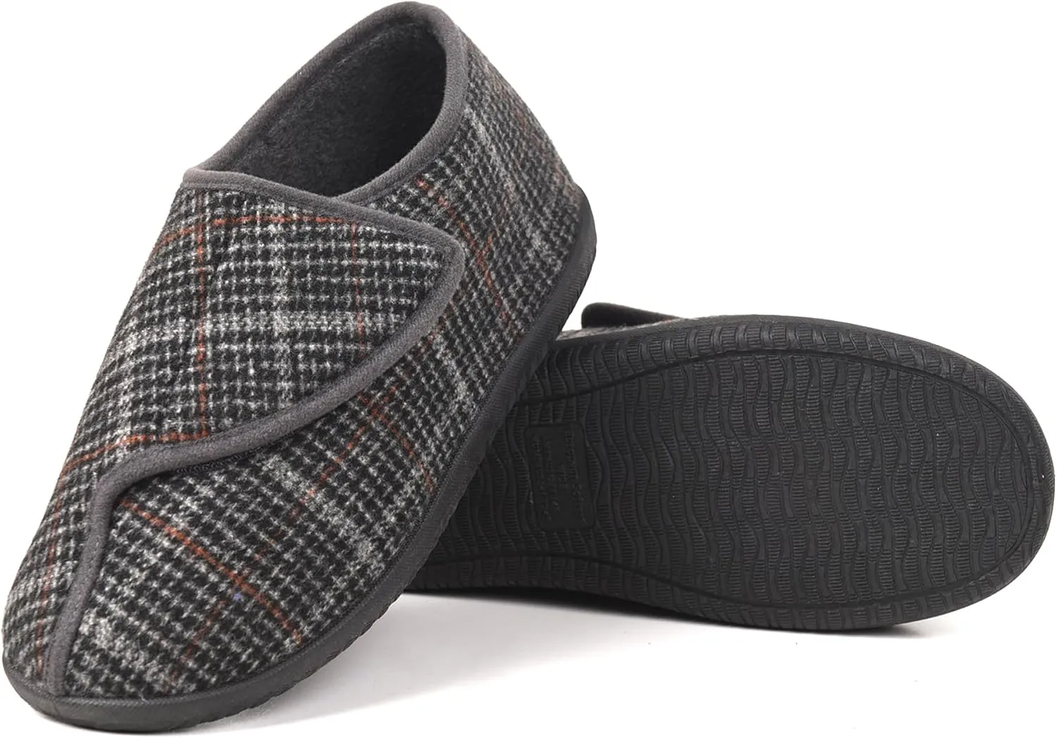Men's Memory Foam Diabetic Slippers, Extra Wide Adjustable House Shoes for Swollen Feet, Arthritis, Edema, Soft Comfortable Non-Slip Slippers for Indoor and Outdoor Use