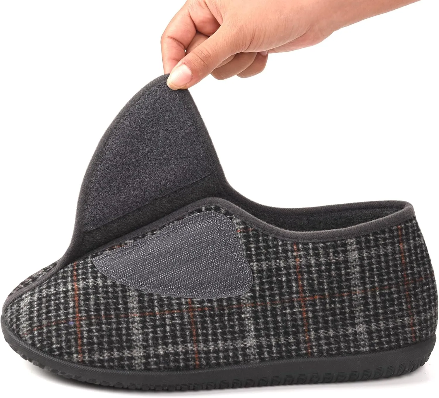 Men's Memory Foam Diabetic Slippers, Extra Wide Adjustable House Shoes for Swollen Feet, Arthritis, Edema, Soft Comfortable Non-Slip Slippers for Indoor and Outdoor Use