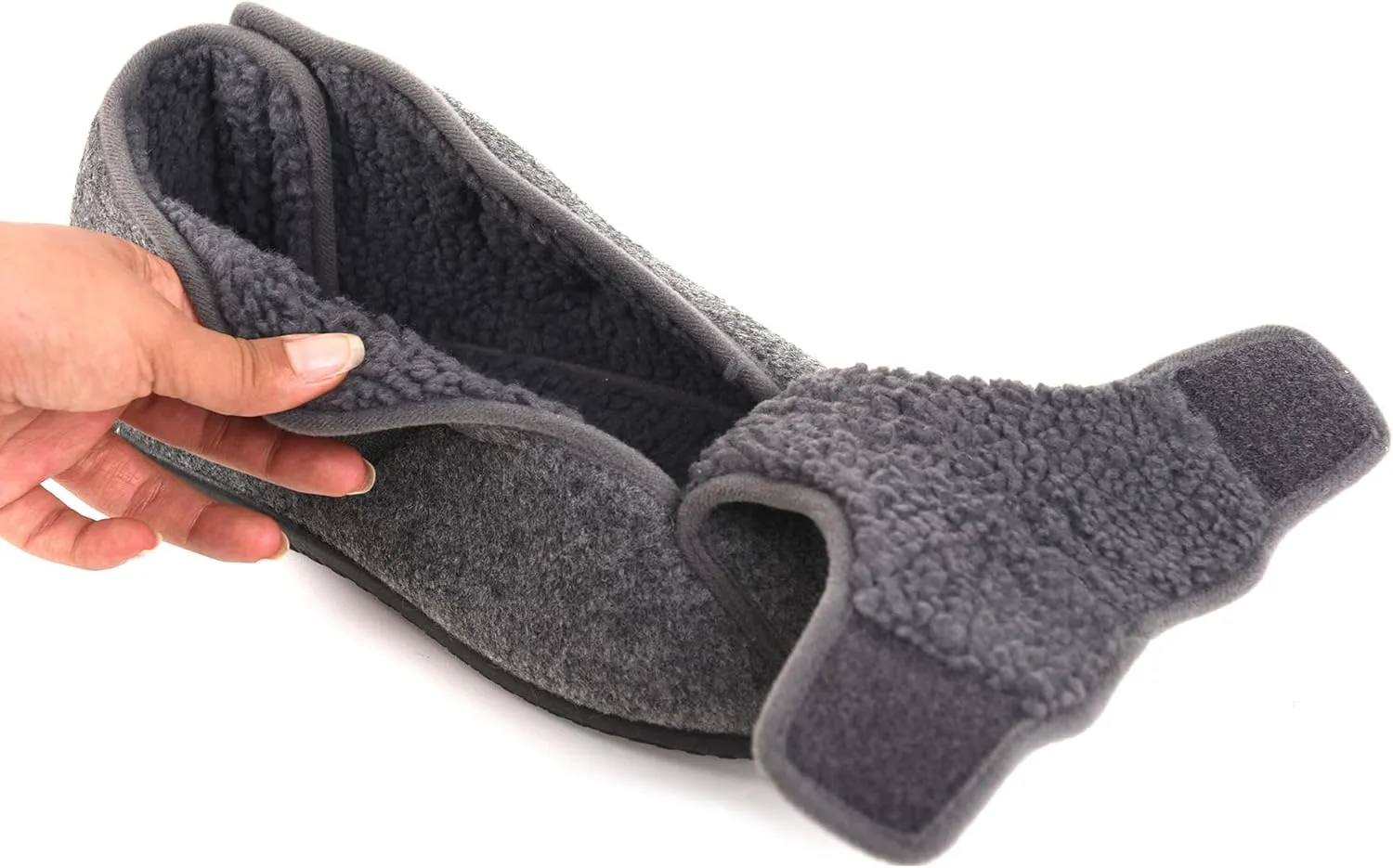 Men's Memory Foam Diabetic Slippers, Extra Wide Adjustable House Shoes for Swollen Feet, Arthritis, Edema, Soft Comfortable Non-Slip Slippers for Indoor and Outdoor Use