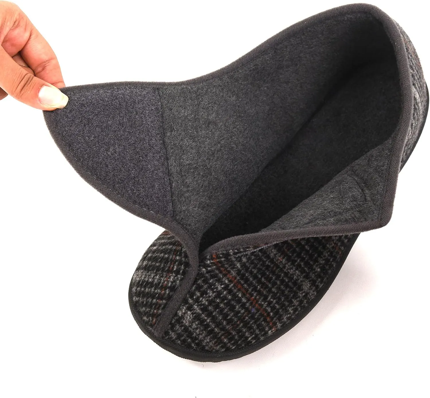 Men's Memory Foam Diabetic Slippers, Extra Wide Adjustable House Shoes for Swollen Feet, Arthritis, Edema, Soft Comfortable Non-Slip Slippers for Indoor and Outdoor Use