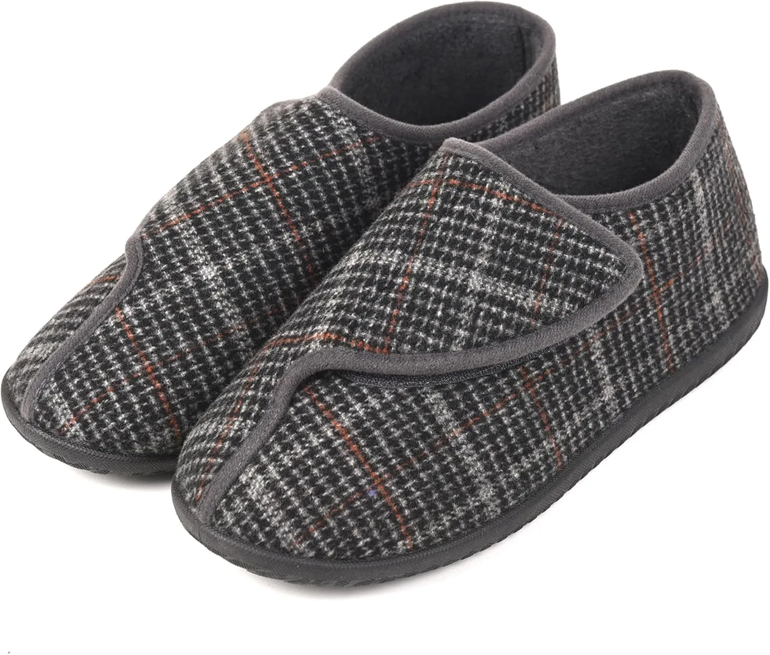 Men's Memory Foam Diabetic Slippers, Extra Wide Adjustable House Shoes for Swollen Feet, Arthritis, Edema, Soft Comfortable Non-Slip Slippers for Indoor and Outdoor Use