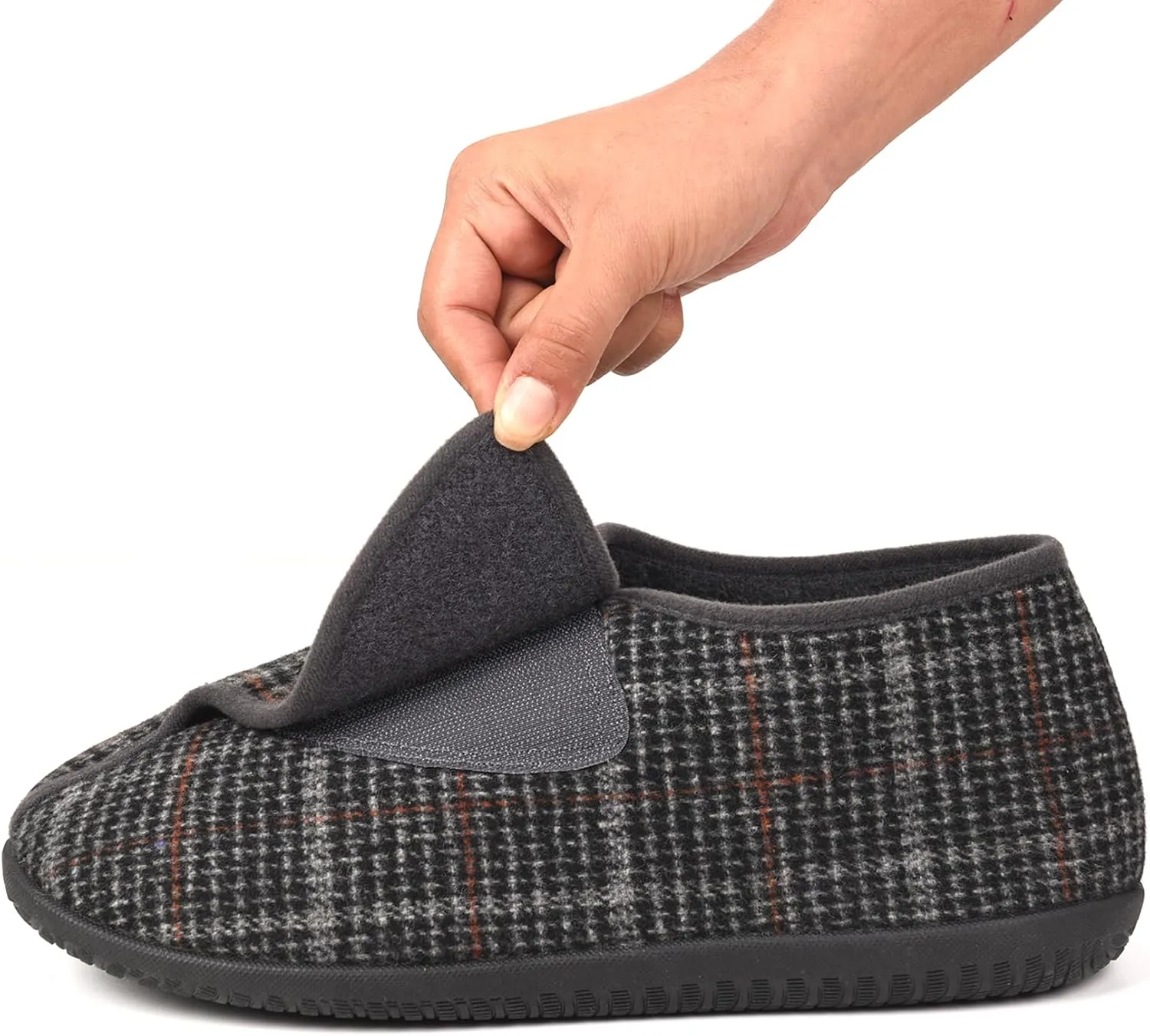Men's Memory Foam Diabetic Slippers, Extra Wide Adjustable House Shoes for Swollen Feet, Arthritis, Edema, Soft Comfortable Non-Slip Slippers for Indoor and Outdoor Use