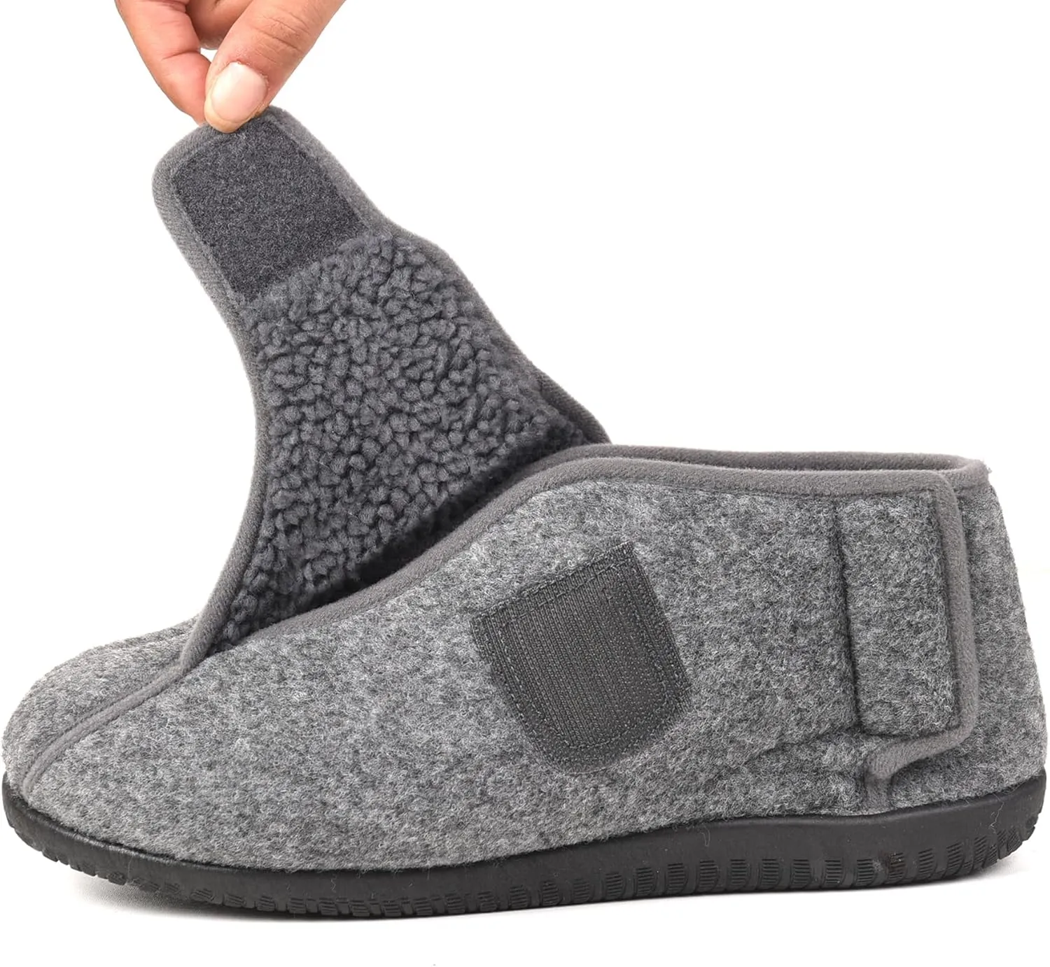 Men's Memory Foam Diabetic Slippers, Extra Wide Adjustable House Shoes for Swollen Feet, Arthritis, Edema, Soft Comfortable Non-Slip Slippers for Indoor and Outdoor Use