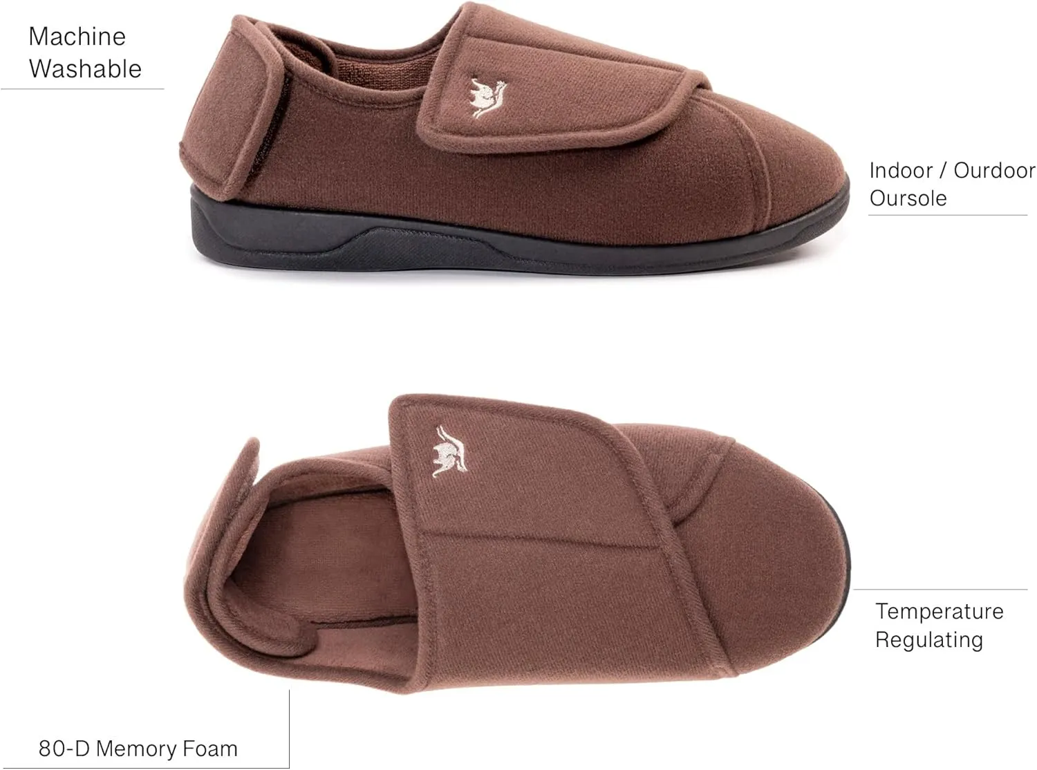 Men's Memory Foam Diabetic Slippers with Adjustable Closure, Extra Wide Comfy Warm Plush Fleece Arthritis Edema Swollen Diabetic House Shoes Machine Washable with Anti Slip Sole