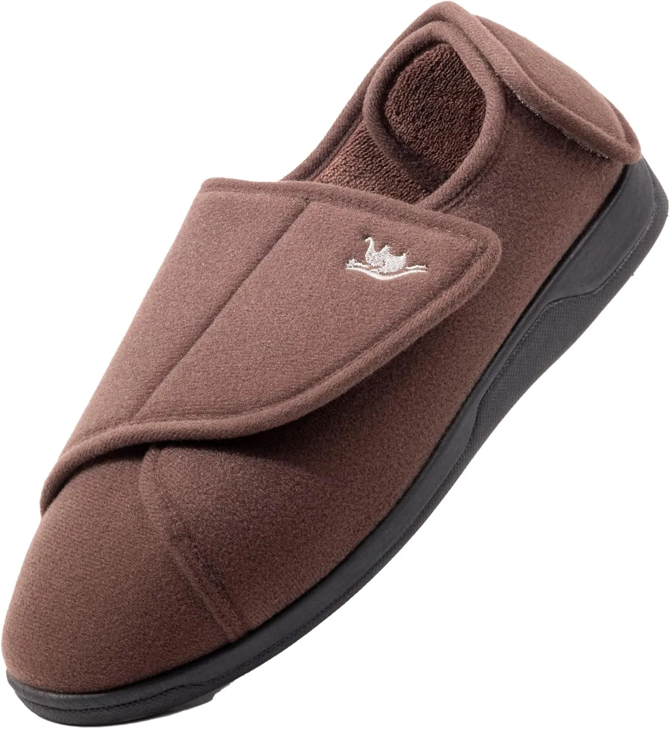 Men's Memory Foam Diabetic Slippers with Adjustable Closure, Extra Wide Comfy Warm Plush Fleece Arthritis Edema Swollen Diabetic House Shoes Machine Washable with Anti Slip Sole